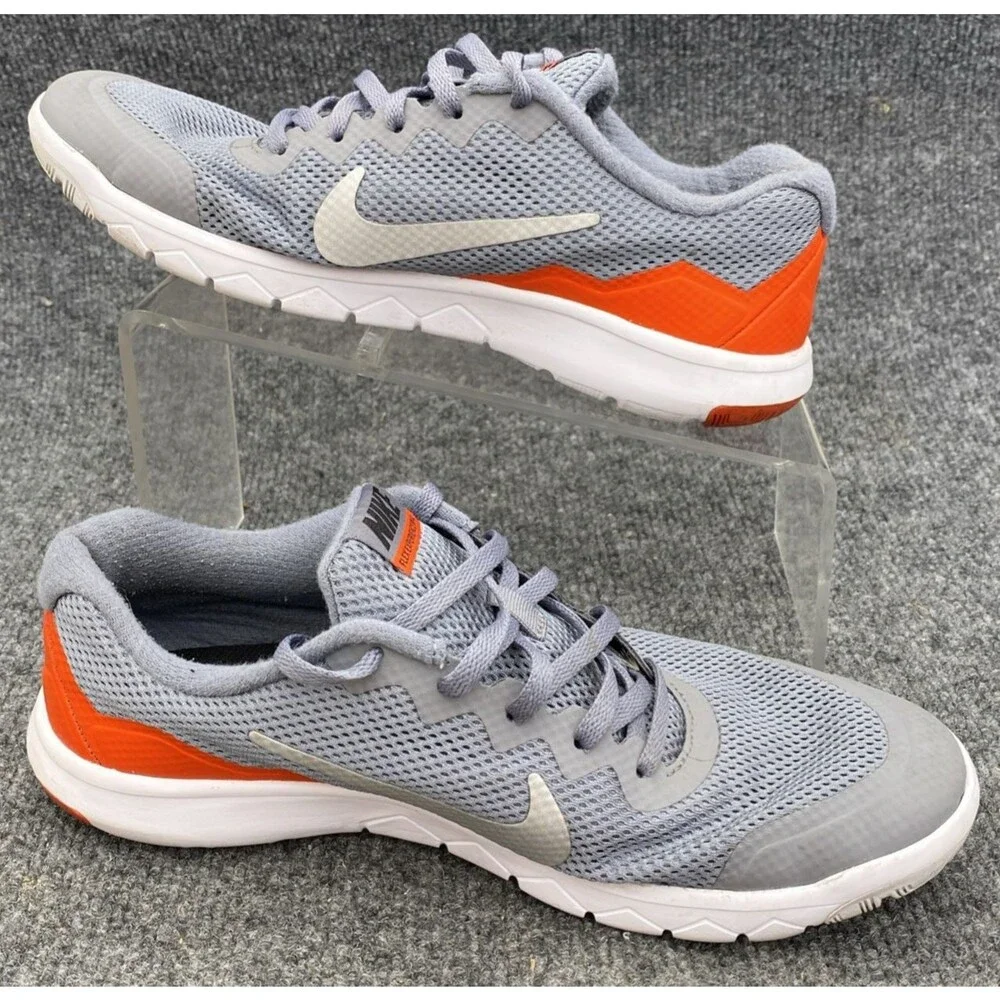 Nike Flex Experience RN 4 GS Grey Orange Youth 7Y Women 8.5 Running Shoes 749807